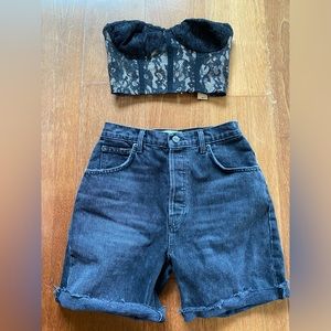 Reformation Allie rigid denim shorts size 26 vintage black